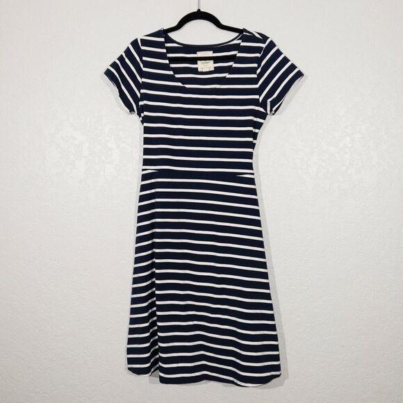 Hope & Henry Navy White Stripe Organic Tie-Waist Knit Dress Size 8 - Picture 2 of 8
